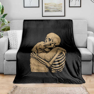 Skeleton Hugging Dog Halloween Dog Lover Throw Blanket TS11 Print Your Wear