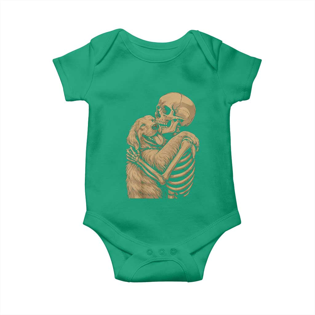 Skeleton Hugging Dog Halloween Dog Lover Baby Onesie TS11 Irish Green Print Your Wear