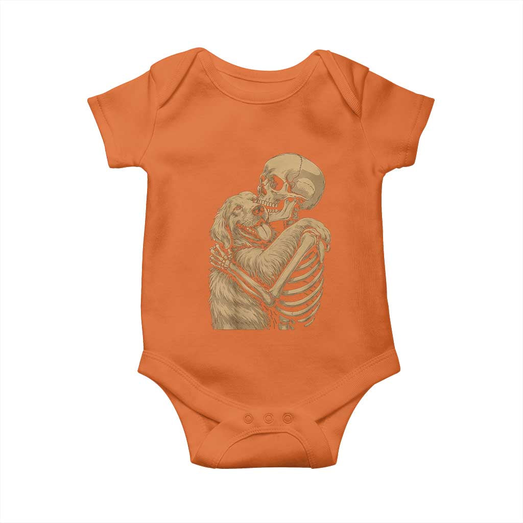 Skeleton Hugging Dog Halloween Dog Lover Baby Onesie TS11 Orange Print Your Wear