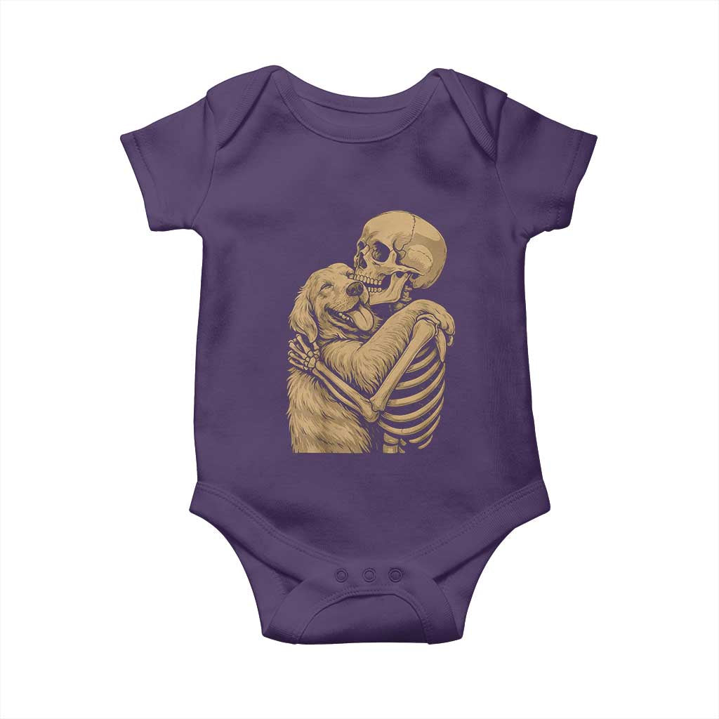 Skeleton Hugging Dog Halloween Dog Lover Baby Onesie TS11 Purple Print Your Wear