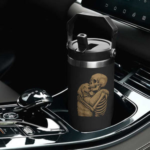 Skeleton Hugging Dog Halloween Dog Lover Flip Straw Tumbler TS11 Print Your Wear