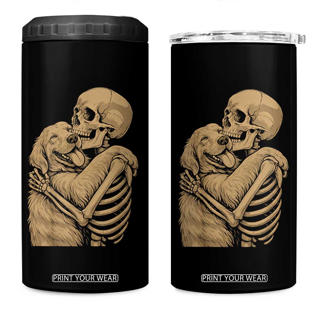Skeleton Hugging Dog Halloween Dog Lover 4 in 1 Can Cooler Tumbler TS11 One Size: 16 oz Black Print Your Wear