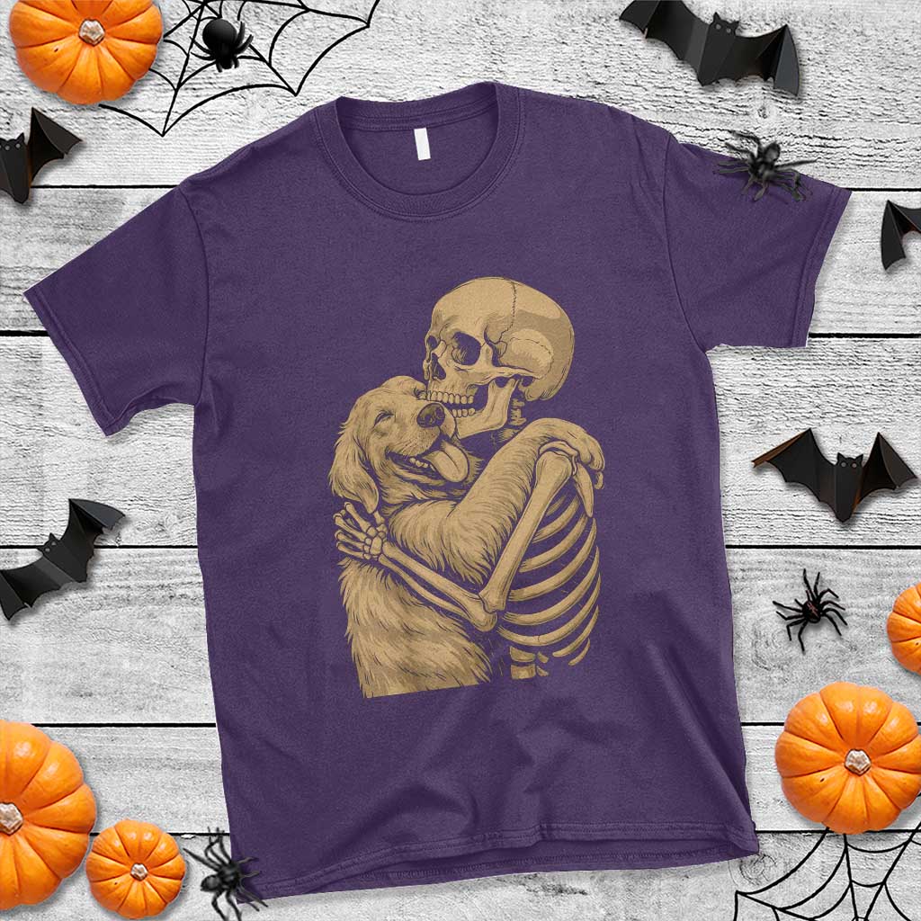 Skeleton Hugging Dog Halloween Dog Lover T Shirt TS11 Purple Print Your Wear