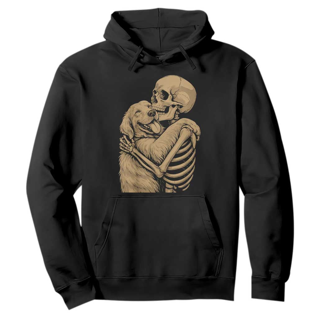 Skeleton Hugging Dog Halloween Dog Lover Hoodie TS11 Black Print Your Wear
