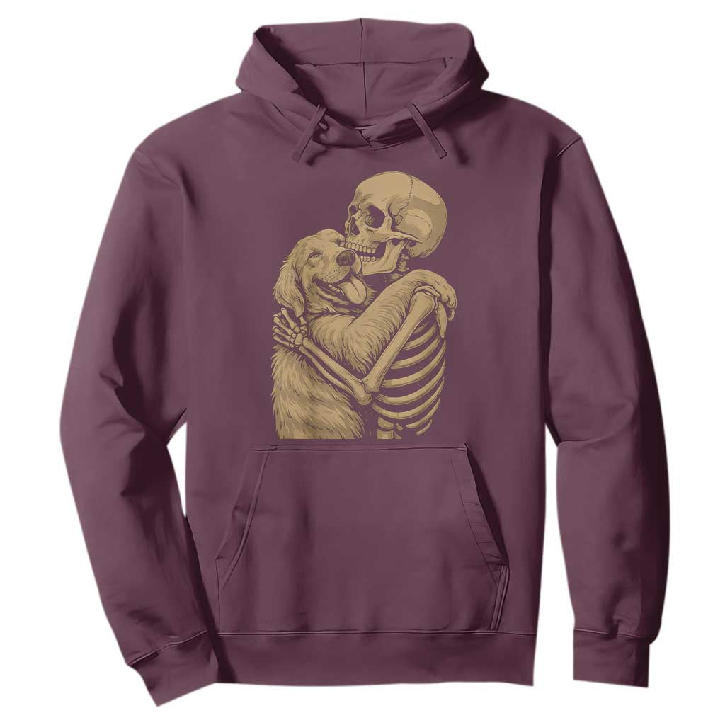 Skeleton Hugging Dog Halloween Dog Lover Hoodie TS11 Maroon Print Your Wear