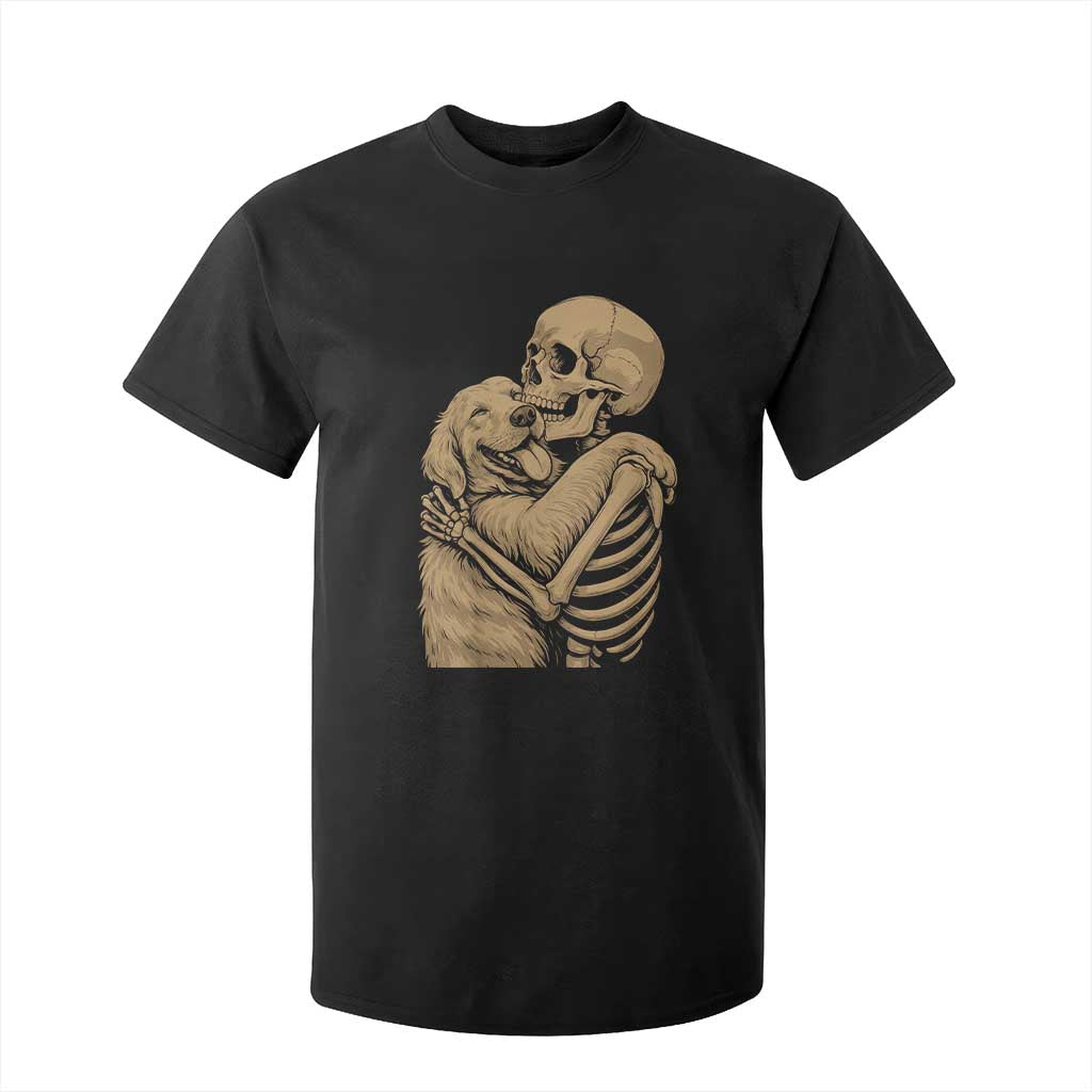 Skeleton Hugging Dog Halloween Dog Lover T Shirt For Kid TS11 Black Print Your Wear