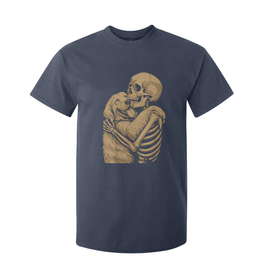 Skeleton Hugging Dog Halloween Dog Lover T Shirt For Kid TS11 Navy Print Your Wear