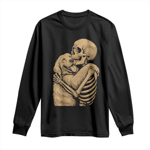 Skeleton Hugging Dog Halloween Dog Lover Long Sleeve Shirt TS11 Black Print Your Wear