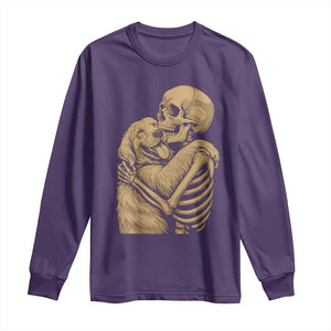 Skeleton Hugging Dog Halloween Dog Lover Long Sleeve Shirt TS11 Purple Print Your Wear