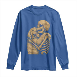 Skeleton Hugging Dog Halloween Dog Lover Long Sleeve Shirt TS11 Royal Blue Print Your Wear