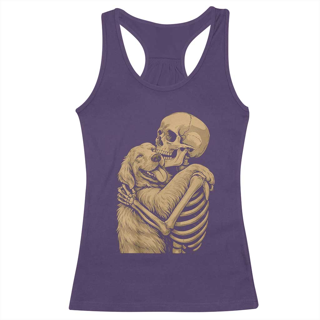 Skeleton Hugging Dog Halloween Dog Lover Racerback Tank Top TS11 Purple Print Your Wear