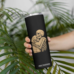 Skeleton Hugging Dog Halloween Dog Lover Skinny Tumbler TS11 Print Your Wear