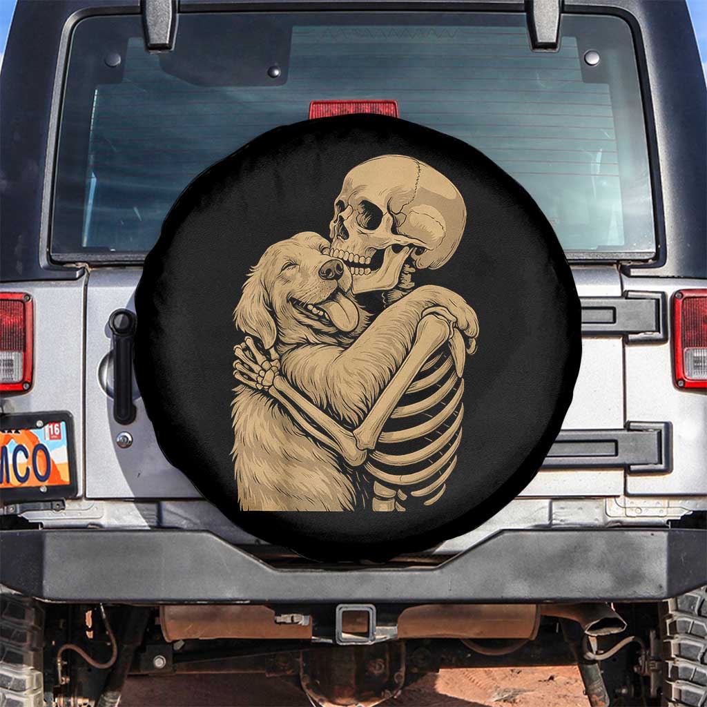 Skeleton Hugging Dog Halloween Dog Lover Spare Tire Cover TS11 No hole Black Print Your Wear