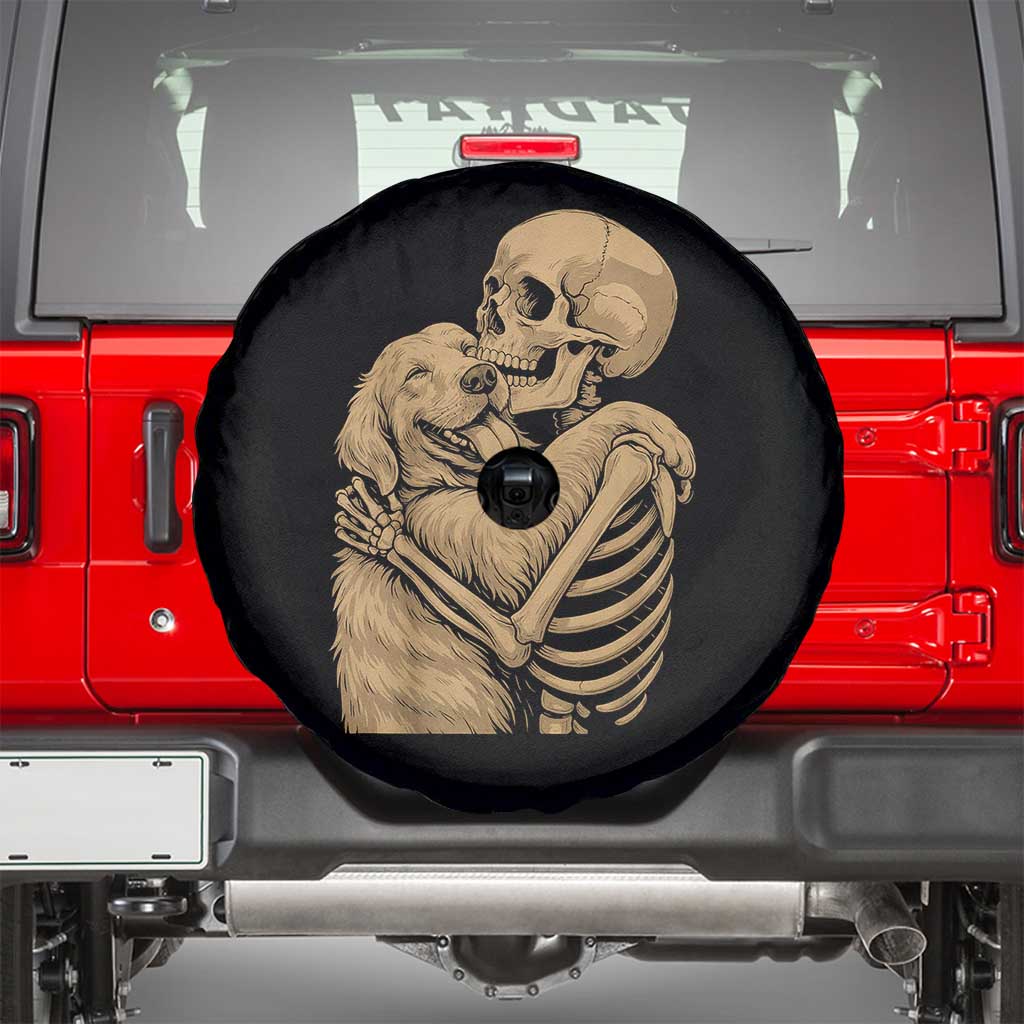 Skeleton Hugging Dog Halloween Dog Lover Spare Tire Cover TS11 Black Print Your Wear