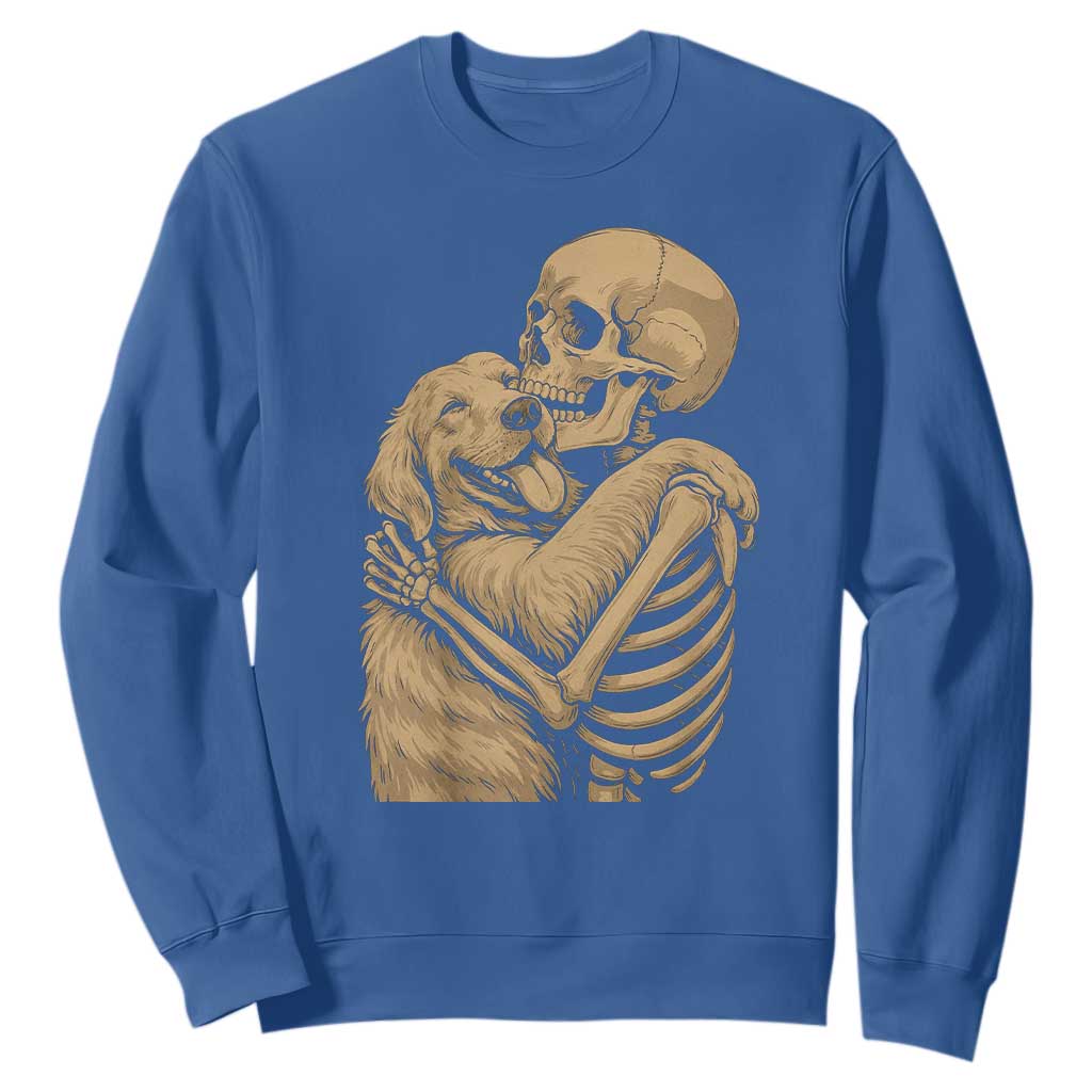 Skeleton Hugging Dog Halloween Dog Lover Sweatshirt TS11 Royal Blue Print Your Wear