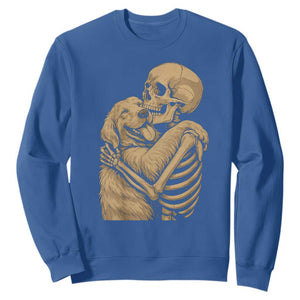 Skeleton Hugging Dog Halloween Dog Lover Sweatshirt TS11 Royal Blue Print Your Wear