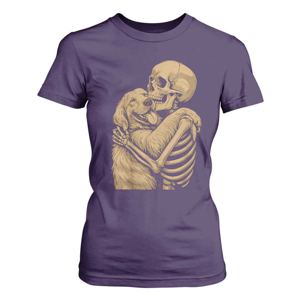 Skeleton Hugging Dog Halloween Dog Lover T Shirt For Women TS11 Purple Print Your Wear