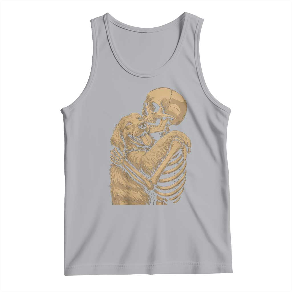 Skeleton Hugging Dog Halloween Dog Lover Tank Top TS11 Athletic Heather Print Your Wear