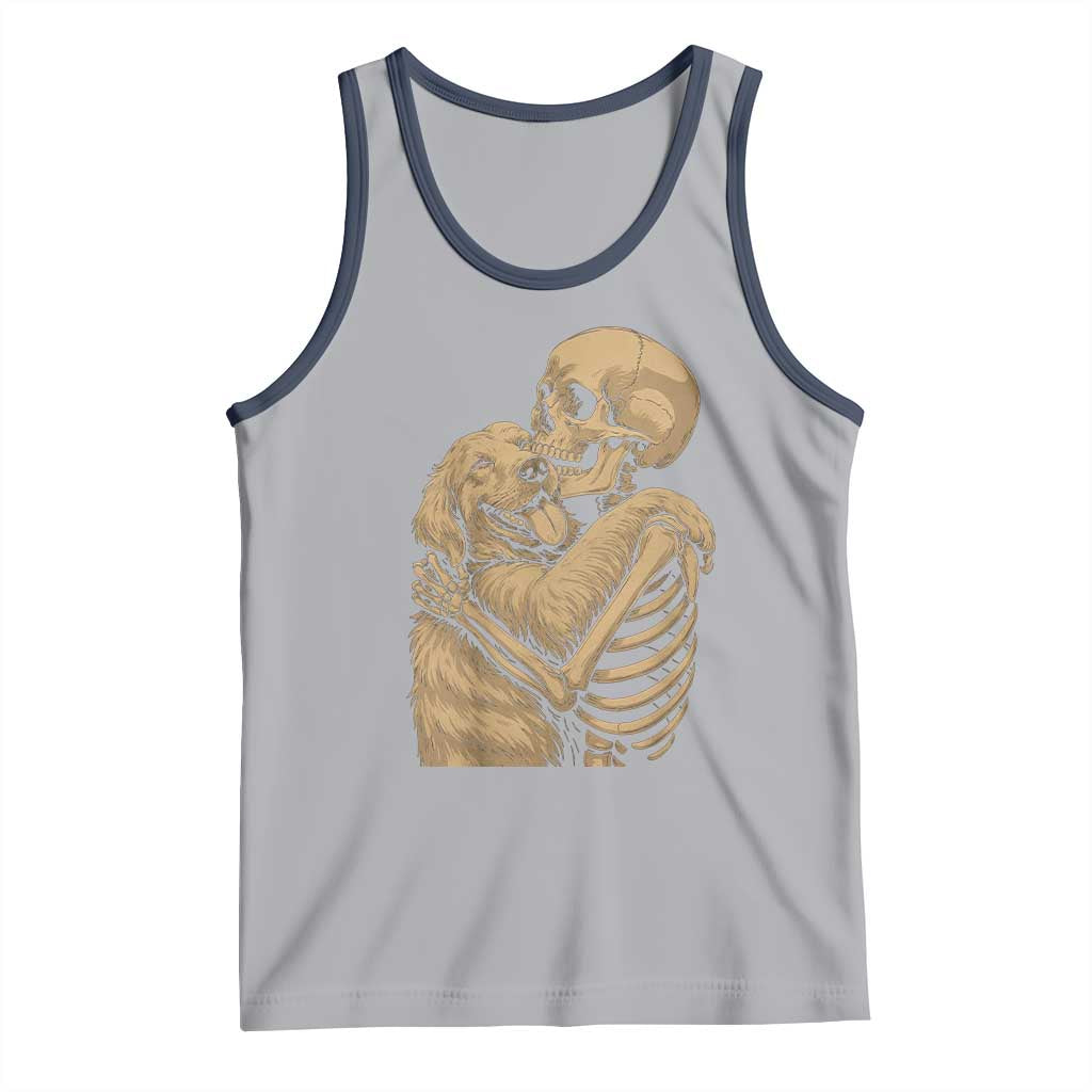 Skeleton Hugging Dog Halloween Dog Lover Tank Top TS11 Athletic Heather Navy Print Your Wear