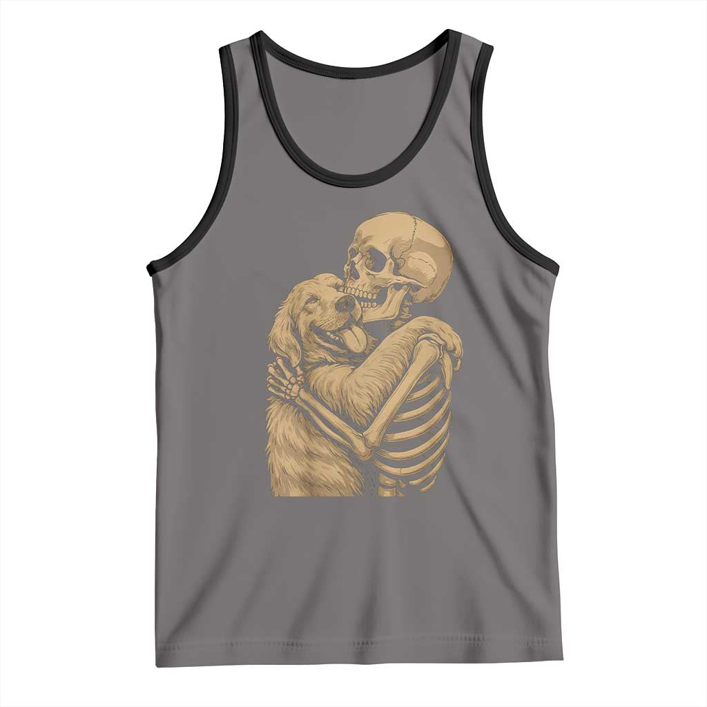 Skeleton Hugging Dog Halloween Dog Lover Tank Top TS11 Deep Heather Black Print Your Wear