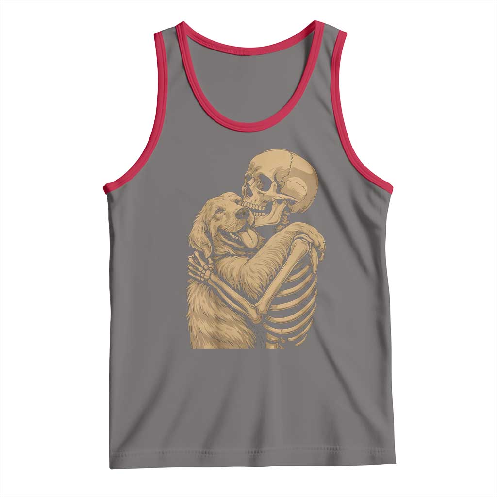 Skeleton Hugging Dog Halloween Dog Lover Tank Top TS11 Deep Heather Red Print Your Wear