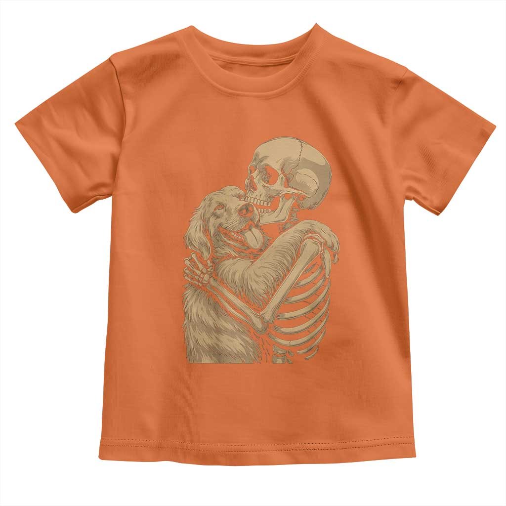 Skeleton Hugging Dog Halloween Dog Lover Toddler T Shirt TS11 Orange Print Your Wear