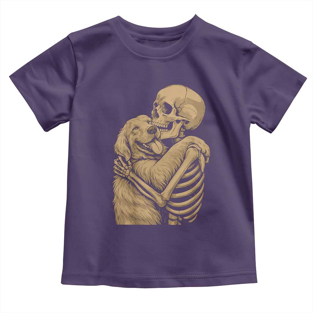 Skeleton Hugging Dog Halloween Dog Lover Toddler T Shirt TS11 Purple Print Your Wear