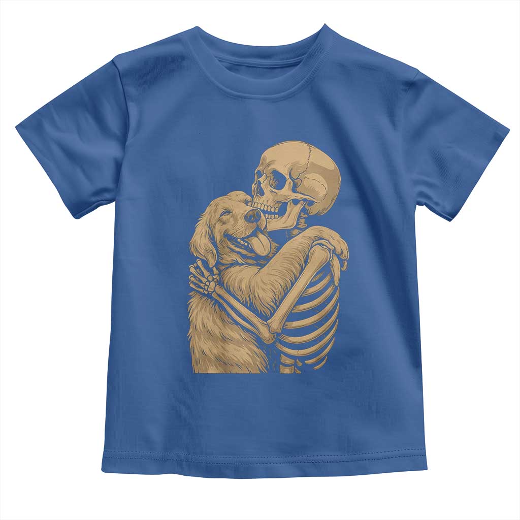 Skeleton Hugging Dog Halloween Dog Lover Toddler T Shirt TS11 Royal Blue Print Your Wear