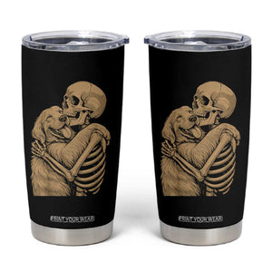 Skeleton Hugging Dog Halloween Dog Lover Tumbler Cup TS11 Black Print Your Wear