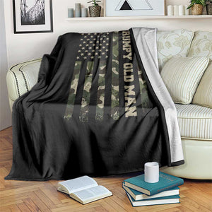 Funny Grumpy Old Man Throw Blanket Vintage Camo American Flag Fathers Day TS11 Print Your Wear