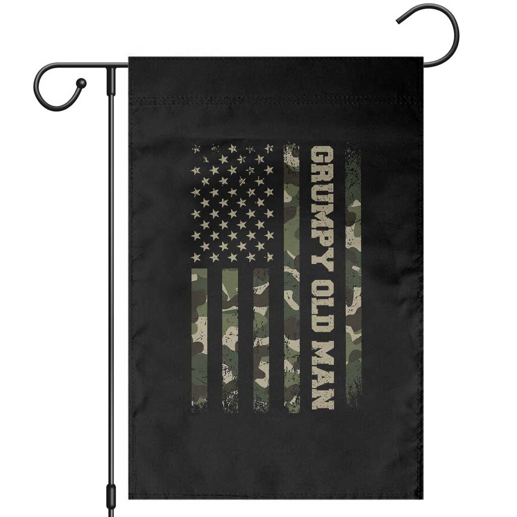 Funny Grumpy Old Man Garden Flag Vintage Camo American Flag Fathers Day TS11 Black Print Your Wear