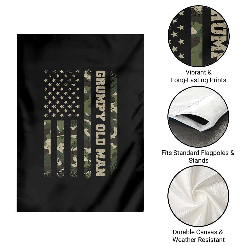 Funny Grumpy Old Man Garden Flag Vintage Camo American Flag Fathers Day TS11 Print Your Wear