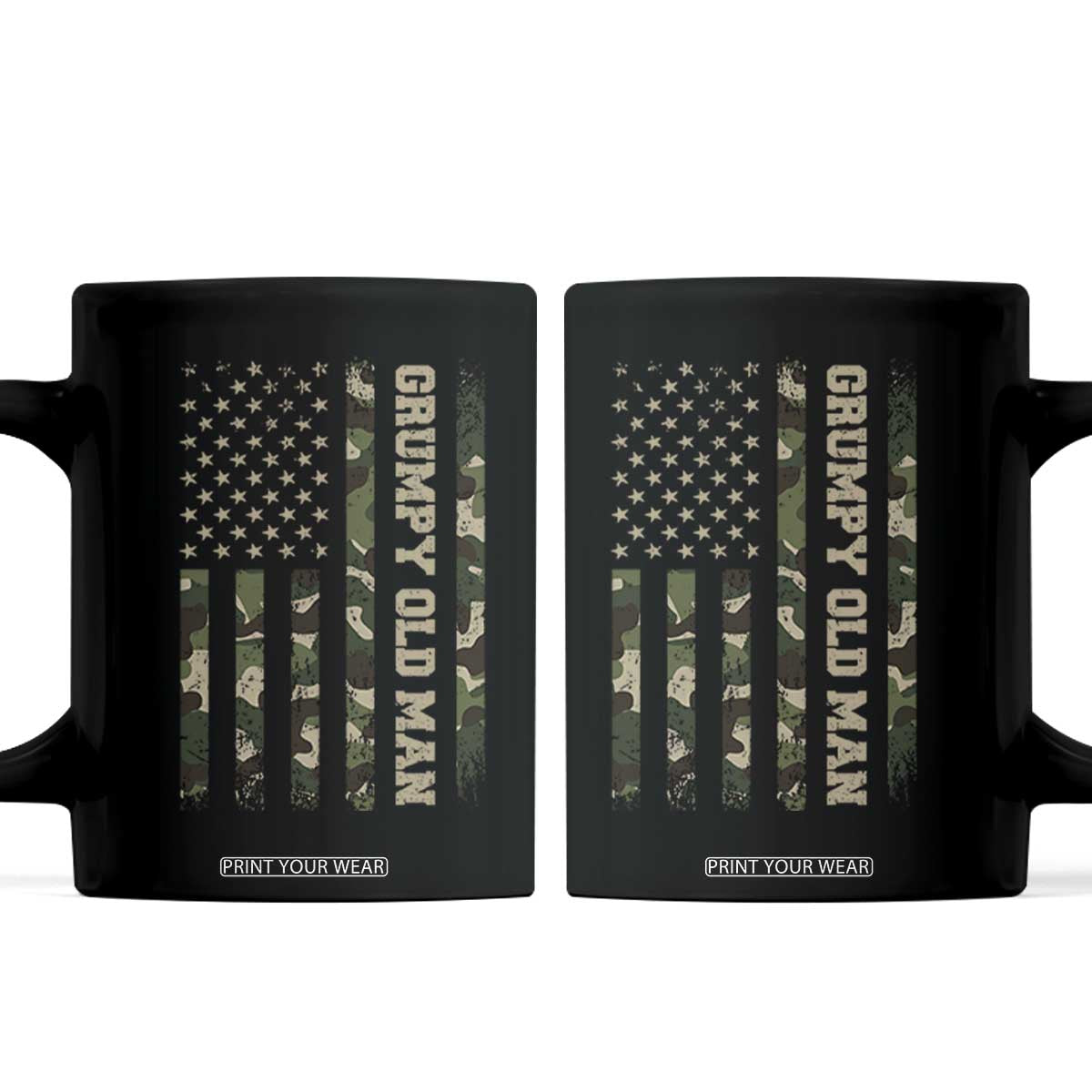 Funny Grumpy Old Man Coffee Mug Vintage Camo American Flag Fathers Day TS11 Black Print Your Wear