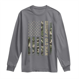 Funny Grumpy Old Man Long Sleeve Shirt Vintage Camo American Flag Fathers Day TS11 Charcoal Print Your Wear