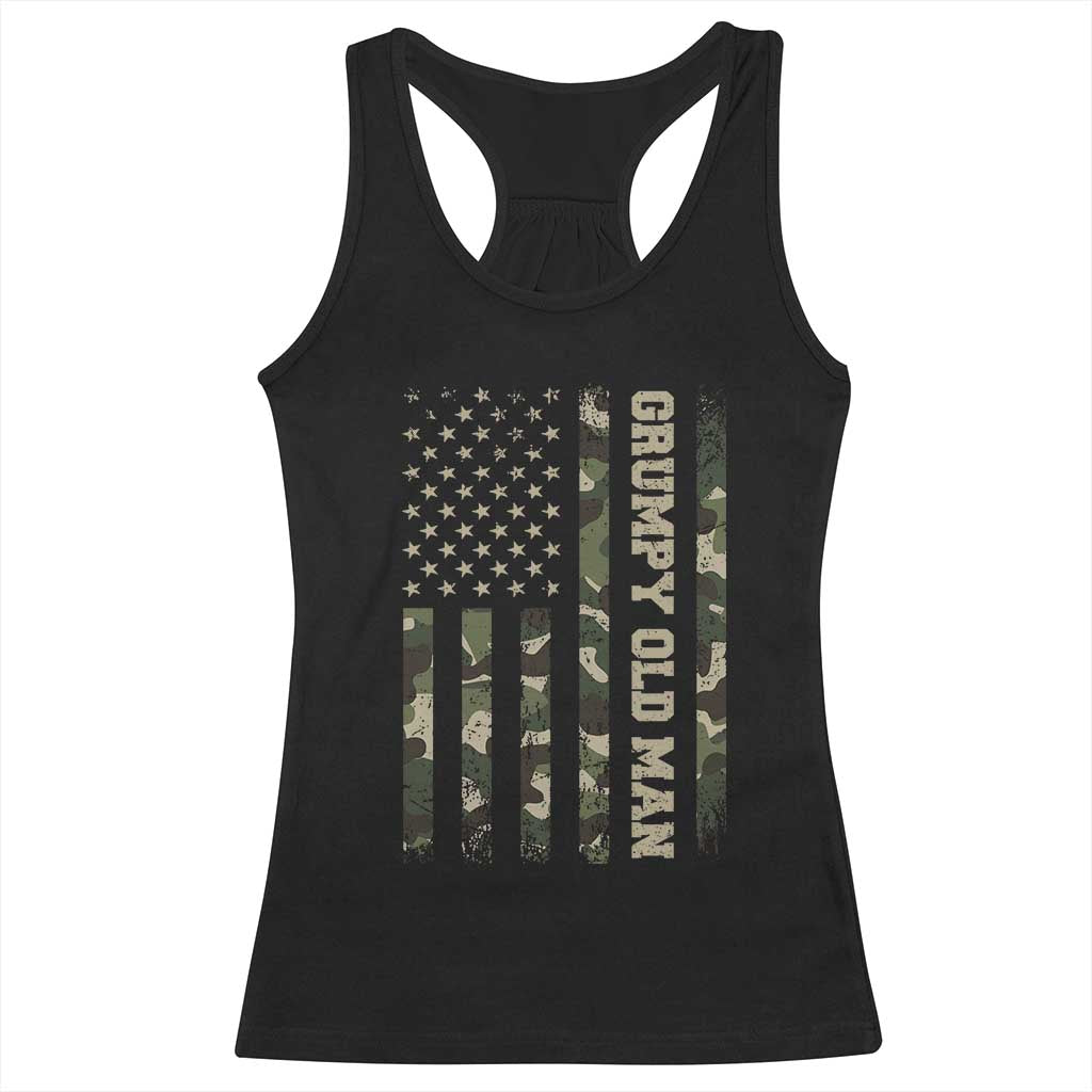 Funny Grumpy Old Man Racerback Tank Top Vintage Camo American Flag Fathers Day TS11 Black Print Your Wear