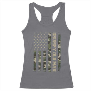 Funny Grumpy Old Man Racerback Tank Top Vintage Camo American Flag Fathers Day TS11 Charcoal Print Your Wear