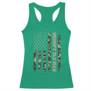 Funny Grumpy Old Man Racerback Tank Top Vintage Camo American Flag Fathers Day TS11 Irish Green Print Your Wear