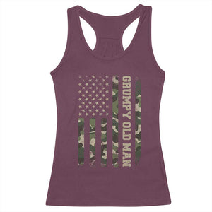 Funny Grumpy Old Man Racerback Tank Top Vintage Camo American Flag Fathers Day TS11 Maroon Print Your Wear