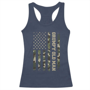 Funny Grumpy Old Man Racerback Tank Top Vintage Camo American Flag Fathers Day TS11 Navy Print Your Wear