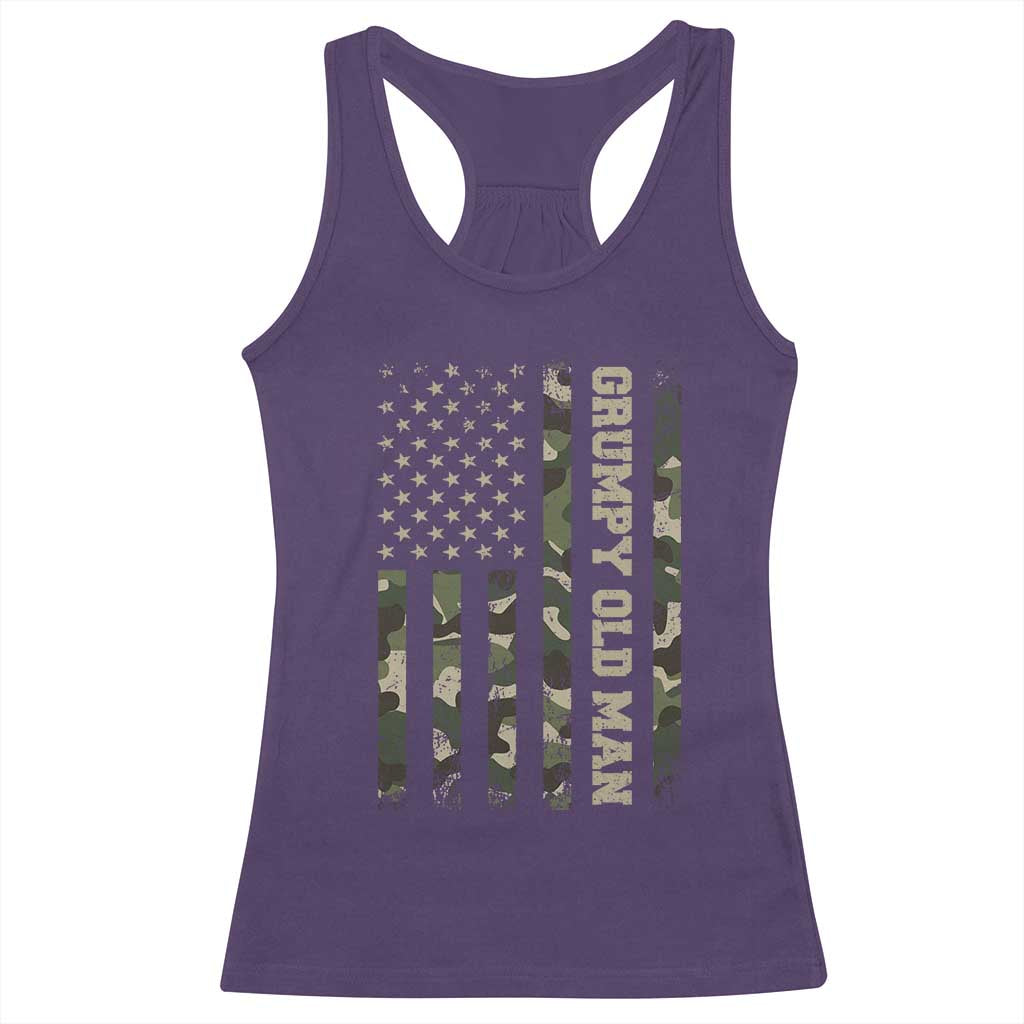 Funny Grumpy Old Man Racerback Tank Top Vintage Camo American Flag Fathers Day TS11 Purple Print Your Wear
