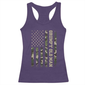 Funny Grumpy Old Man Racerback Tank Top Vintage Camo American Flag Fathers Day TS11 Purple Print Your Wear