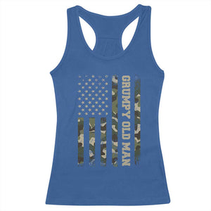 Funny Grumpy Old Man Racerback Tank Top Vintage Camo American Flag Fathers Day TS11 Royal Blue Print Your Wear