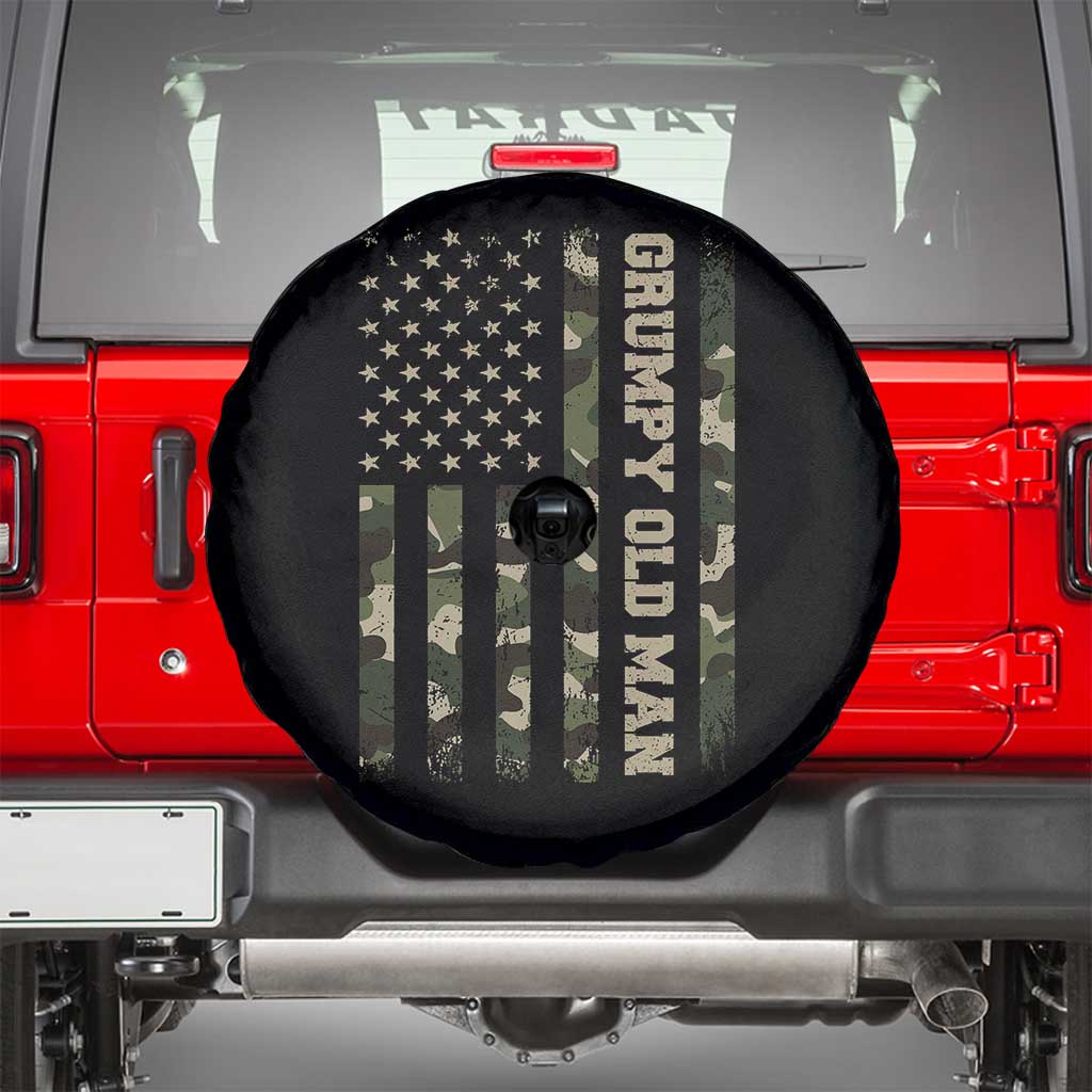Funny Grumpy Old Man Spare Tire Cover Vintage Camo American Flag Fathers Day TS11 Black Print Your Wear