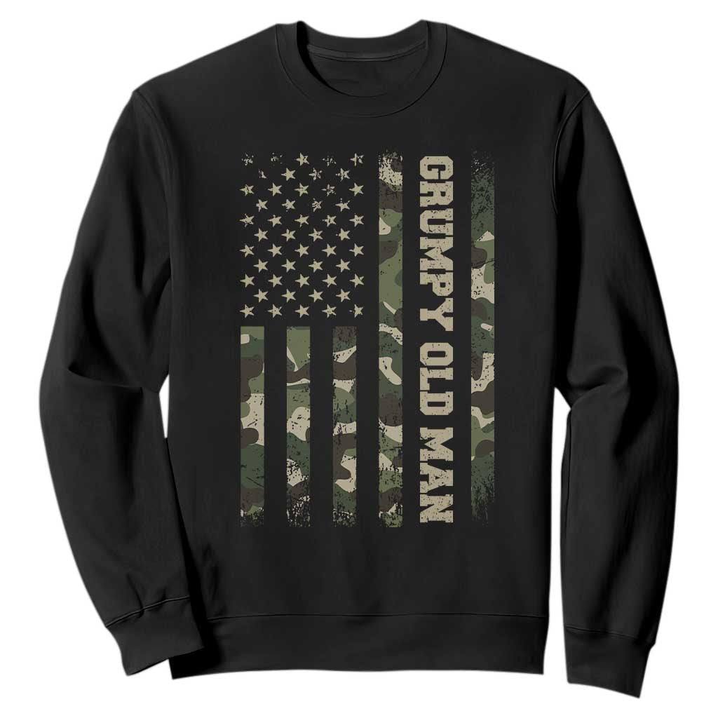 Funny Grumpy Old Man Sweatshirt Vintage Camo American Flag Fathers Day TS11 Black Print Your Wear
