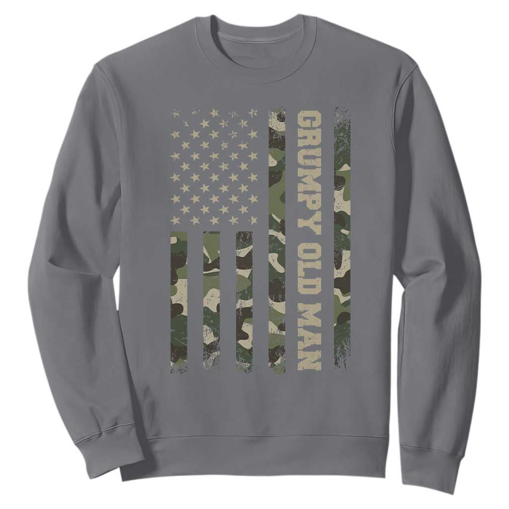 Funny Grumpy Old Man Sweatshirt Vintage Camo American Flag Fathers Day TS11 Charcoal Print Your Wear
