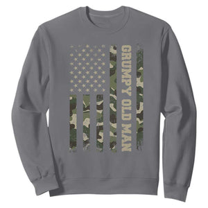 Funny Grumpy Old Man Sweatshirt Vintage Camo American Flag Fathers Day TS11 Charcoal Print Your Wear