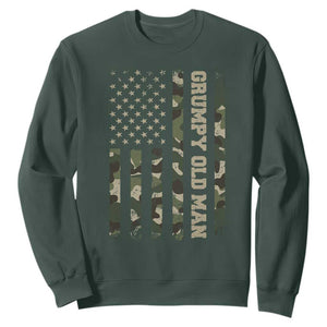Funny Grumpy Old Man Sweatshirt Vintage Camo American Flag Fathers Day TS11 Dark Forest Green Print Your Wear