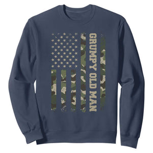 Funny Grumpy Old Man Sweatshirt Vintage Camo American Flag Fathers Day TS11 Navy Print Your Wear