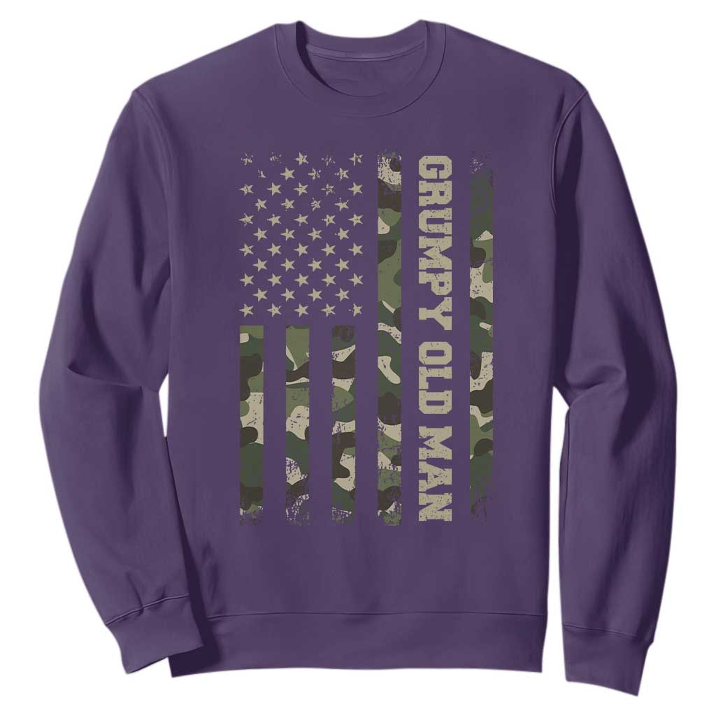 Funny Grumpy Old Man Sweatshirt Vintage Camo American Flag Fathers Day TS11 Purple Print Your Wear