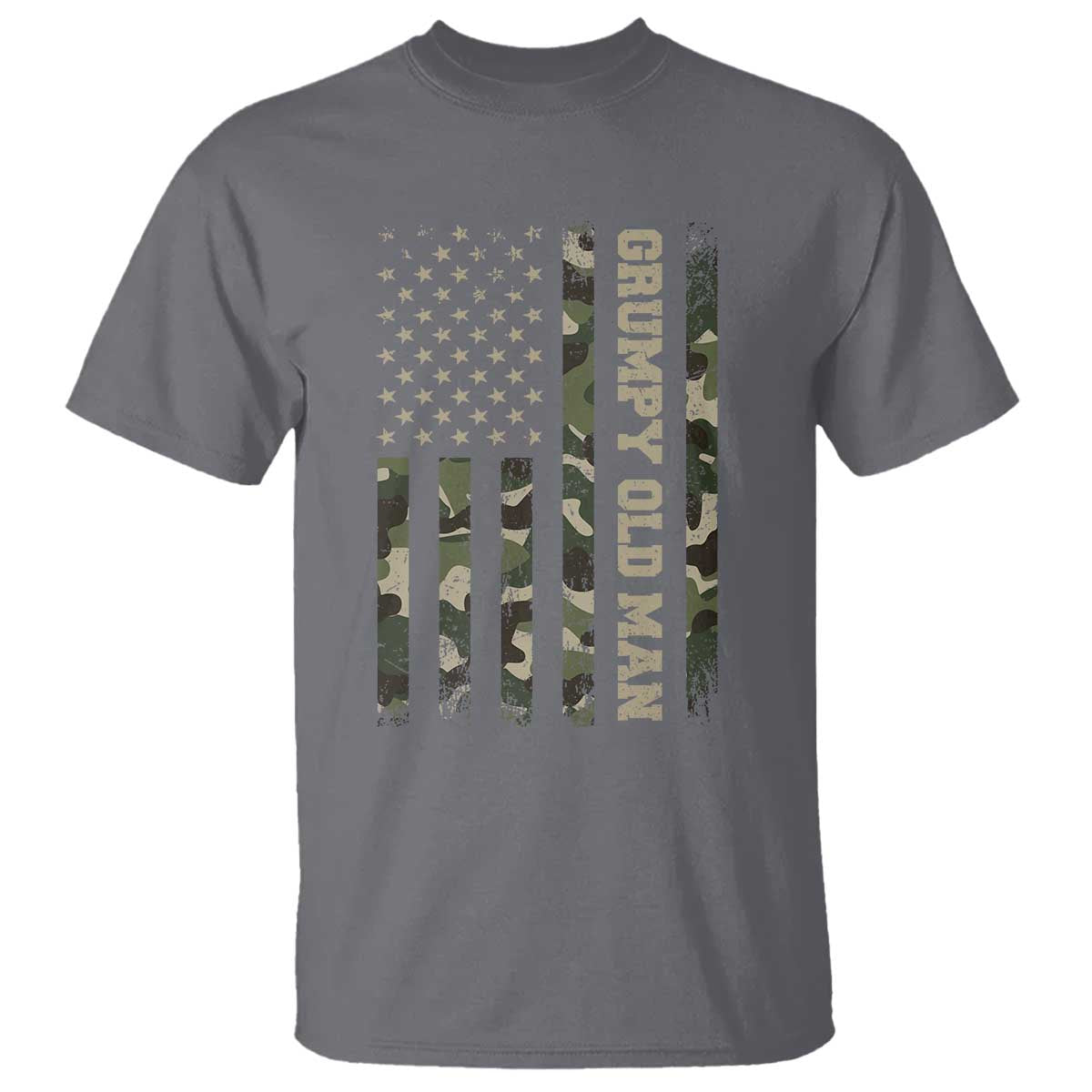 Funny Grumpy Old Man T Shirt Vintage Camo American Flag Fathers Day TS11 Charcoal Print Your Wear